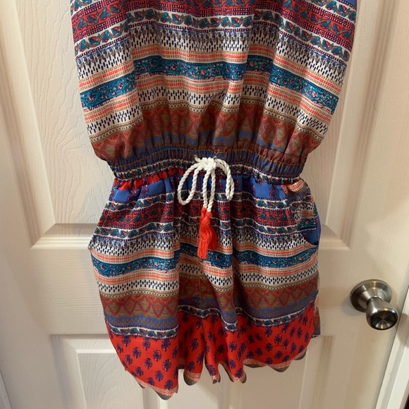 Shrinking Violet Multicolor Striped Print Romper M - Picture 5 of 8